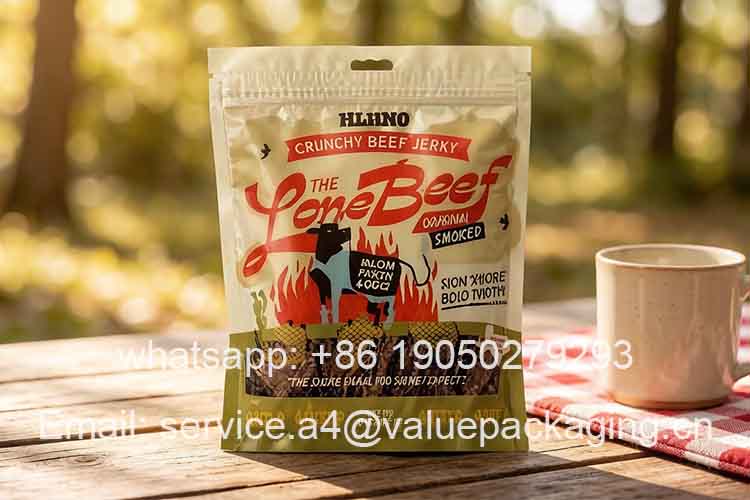 Stand-up zipper beef jerky airplane hole bag