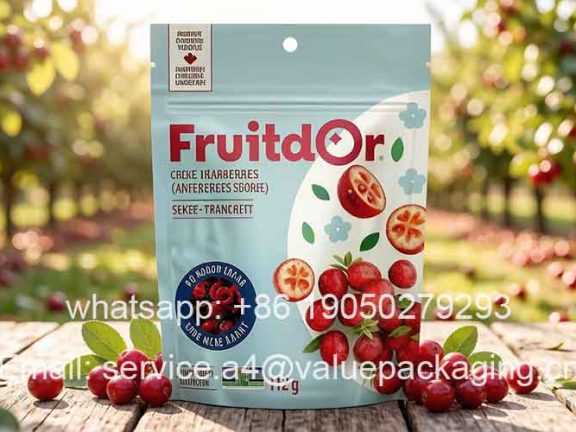 Stand-up zippered round hole cranberry bag
