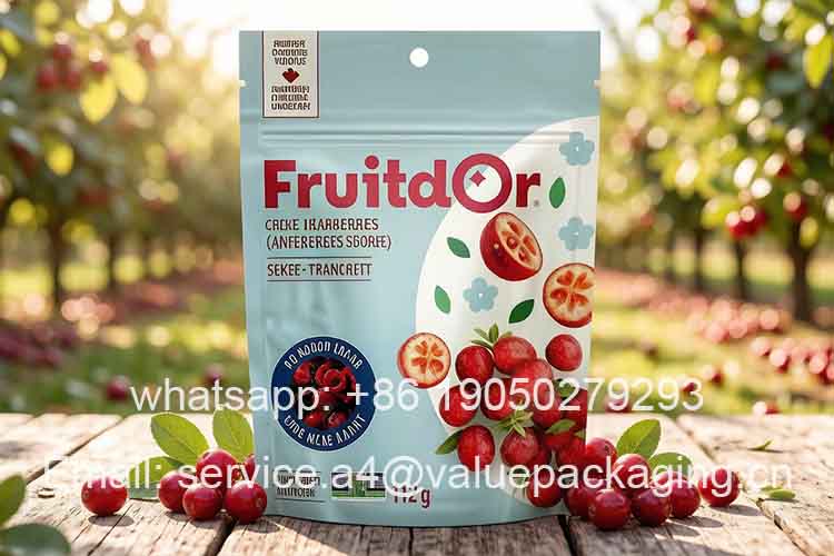 Stand-up zippered round hole cranberry bag