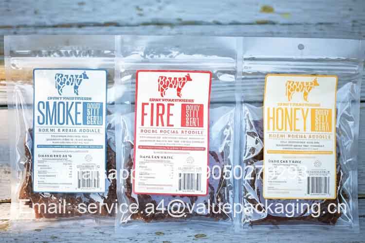 Transparent flat beef jerky zipper bag
