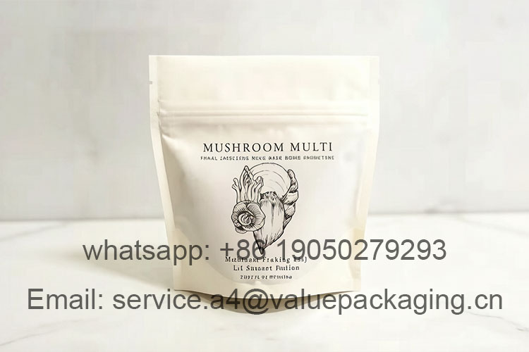Eco-friendly mushroom powder stand-up pouch
