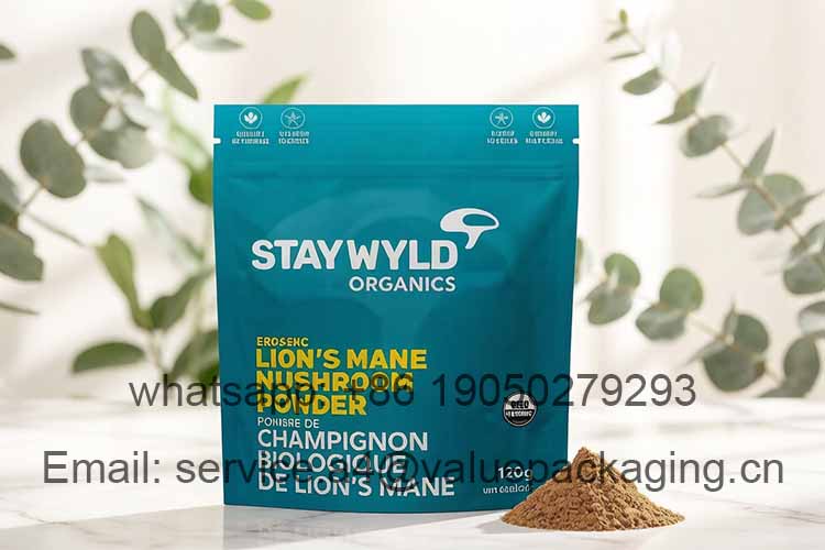 Stand-up zipper mushroom powder packaging sachet